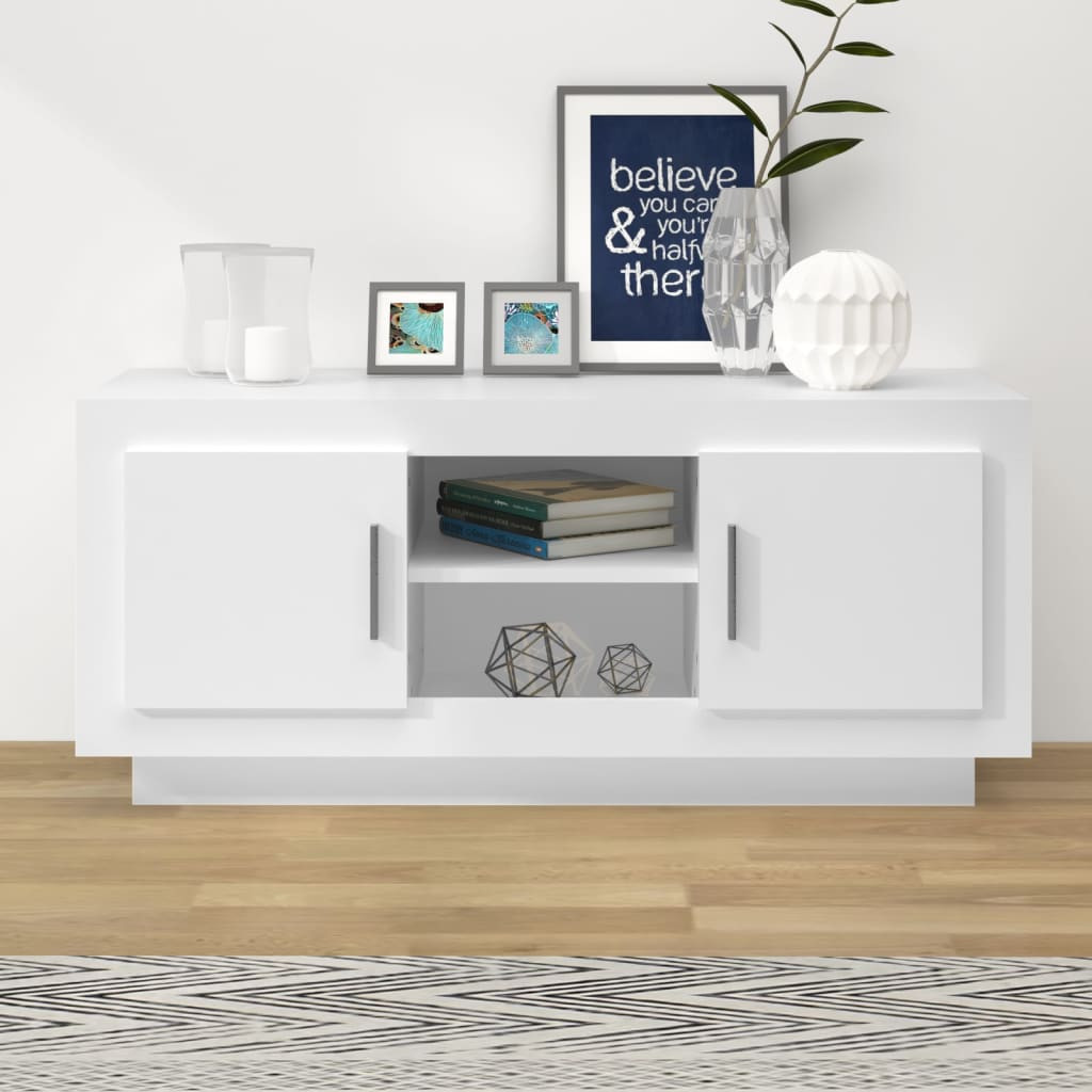 fehér szerelt fa TV-szekrény 102 x 35 x 45 cm