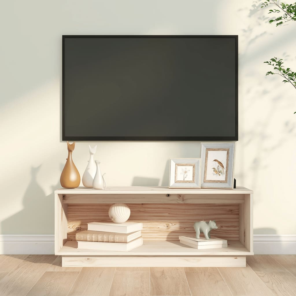 tömör fenyőfa TV-szekrény 90x35x35 cm