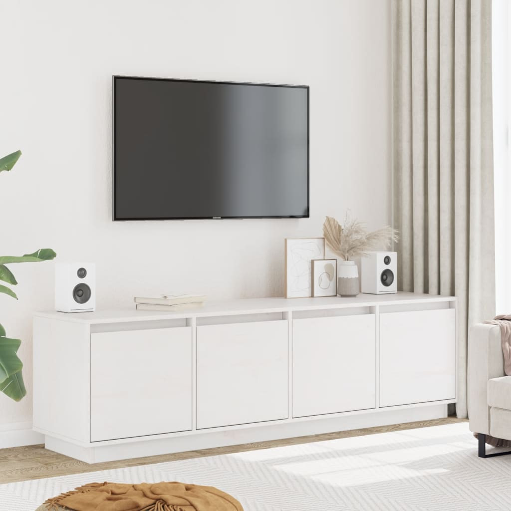 fehér tömör fenyőfa TV-szekrény 156 x 37 x 45 cm