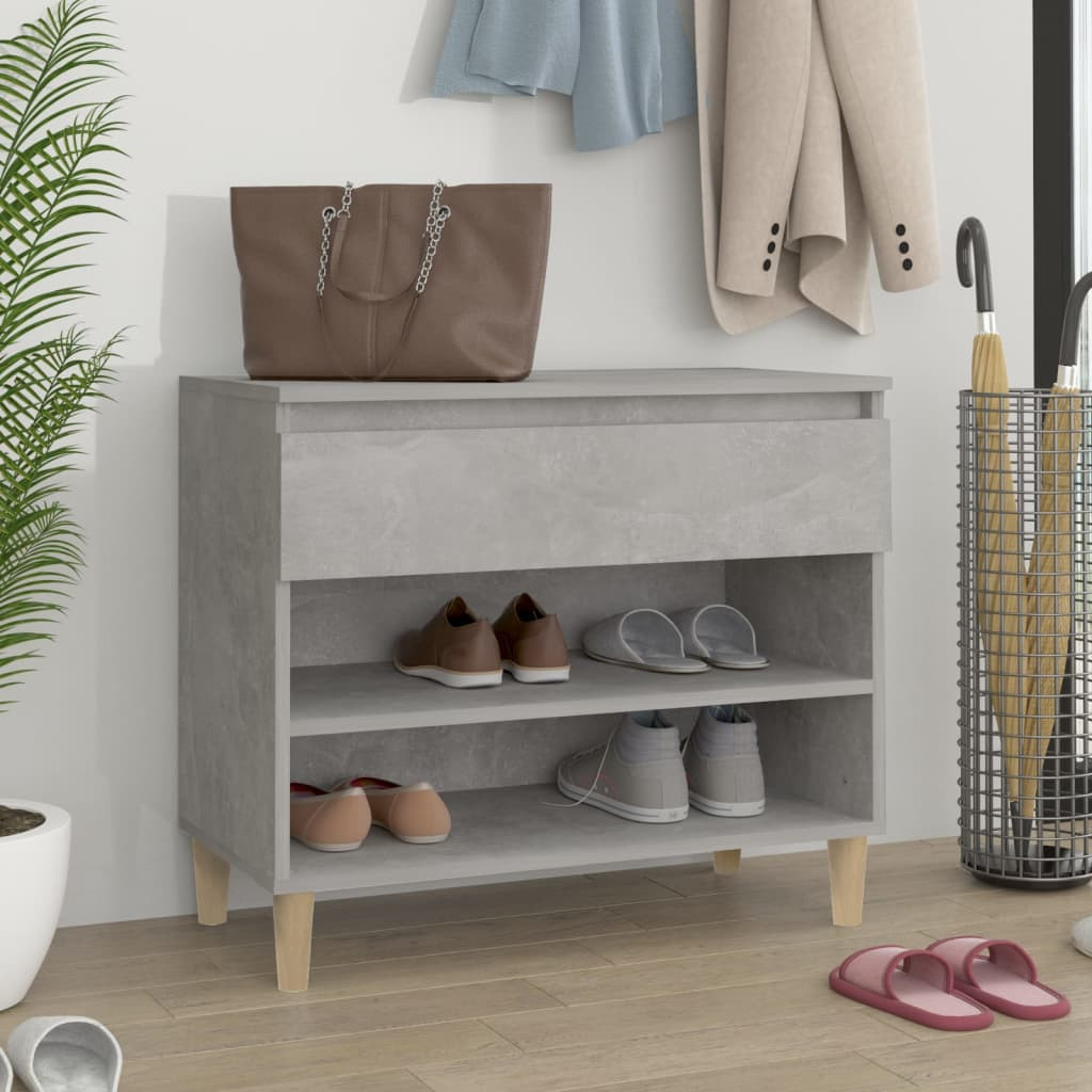 betonszürke szerelt fa cipőszekrény 70x36x60 cm