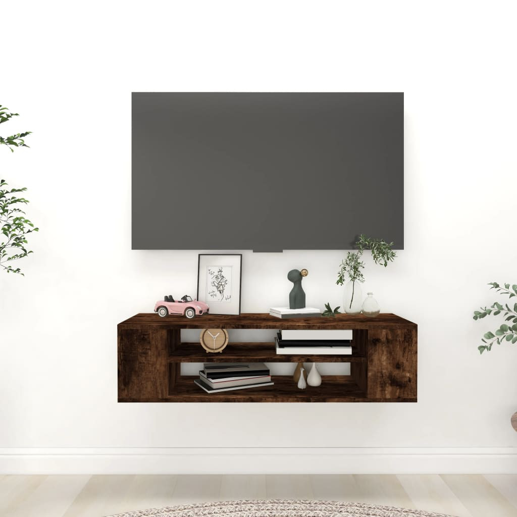 füstös tölgy színű szerelt fa függő TV-szekrény 100x30x26,5 cm füstös tölgy színű szerelt fa függő TV-szekrény 100x30x26,5 cm