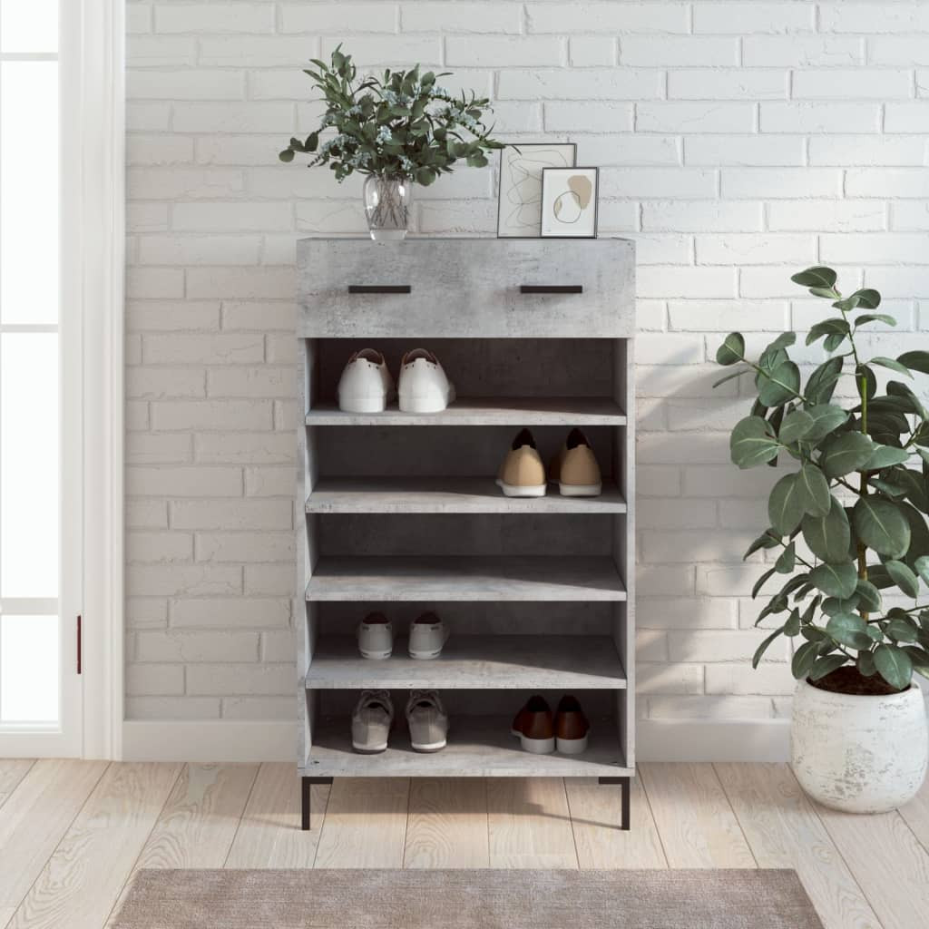 betonszürke szerelt fa cipőszekrény 60x35x105 cm