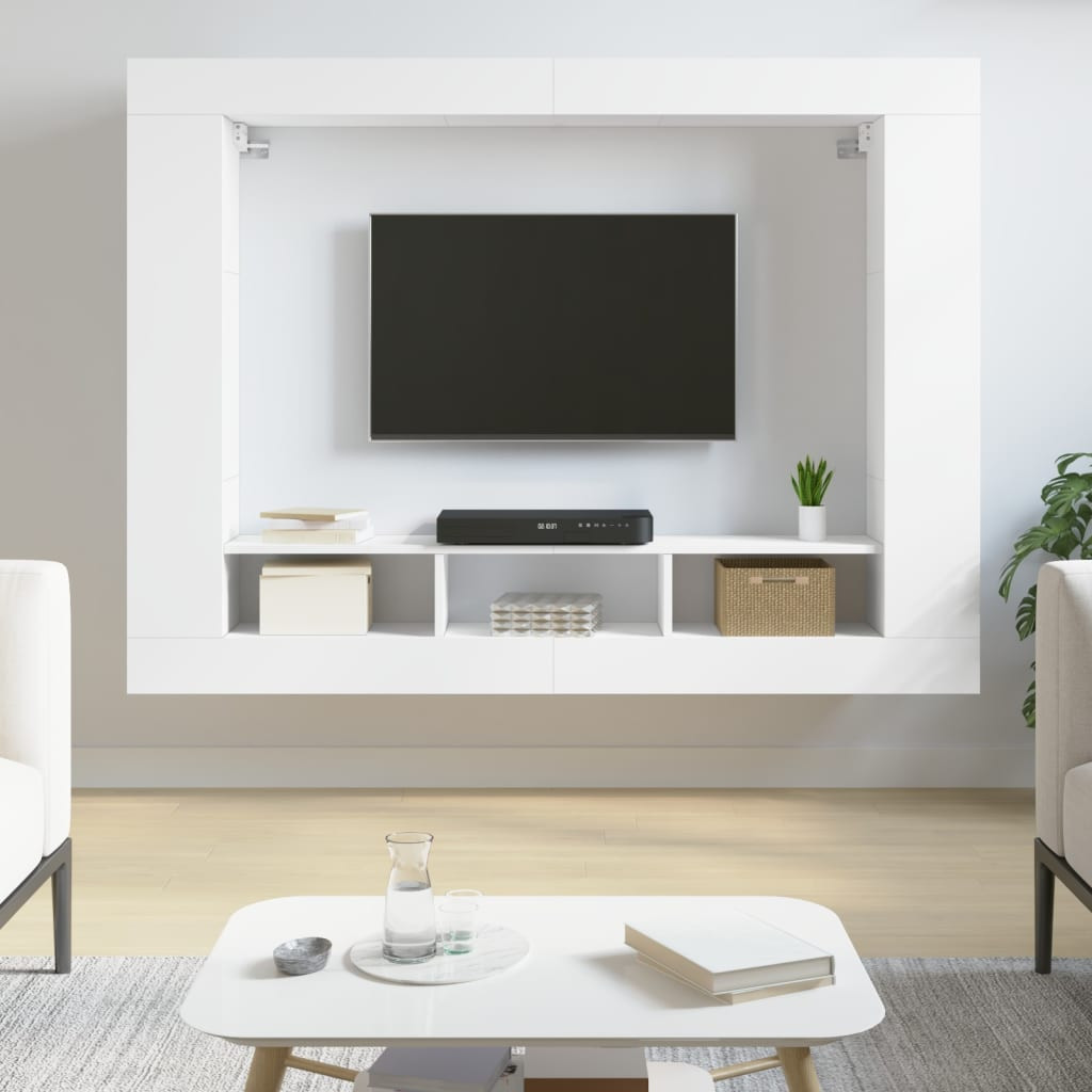 fehér szerelt fa TV-szekrény 152 x 22 x 113 cm