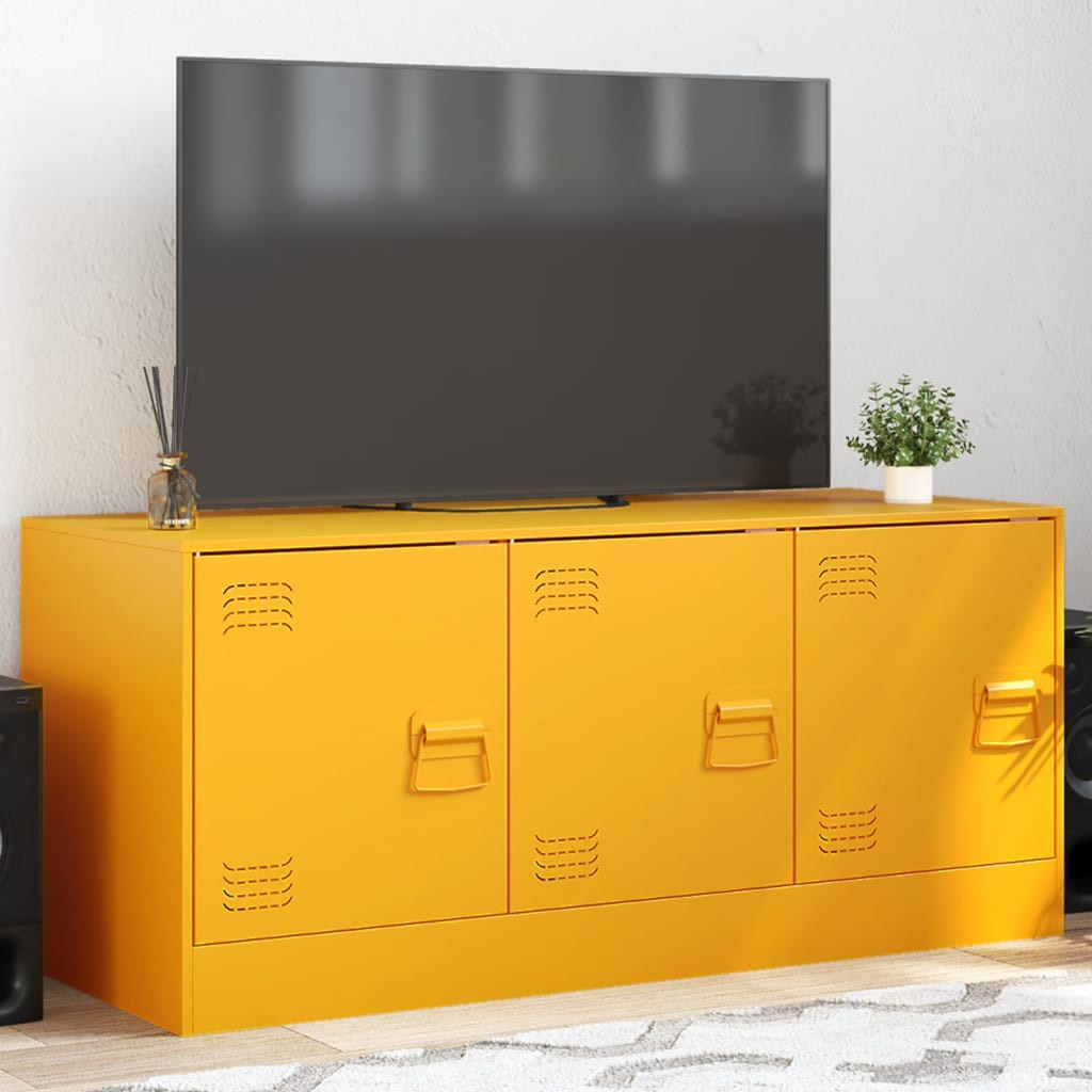 mustársárga acél TV-szekrény 99 x 39 x 44 cm mustársárga acél TV-szekrény 99 x 39 x 44 cm