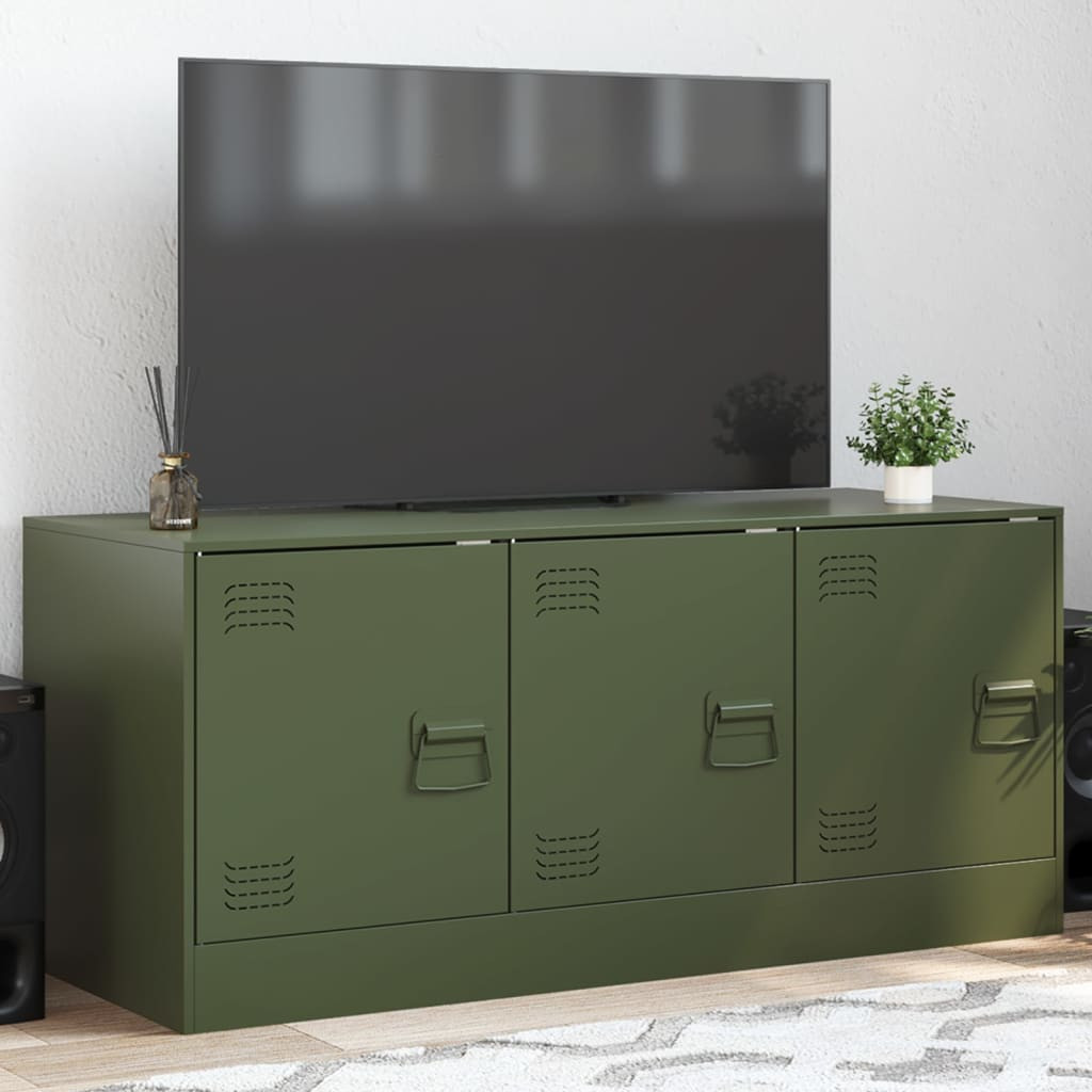 olívazöld acél TV-szekrény 99 x 39 x 44 cm