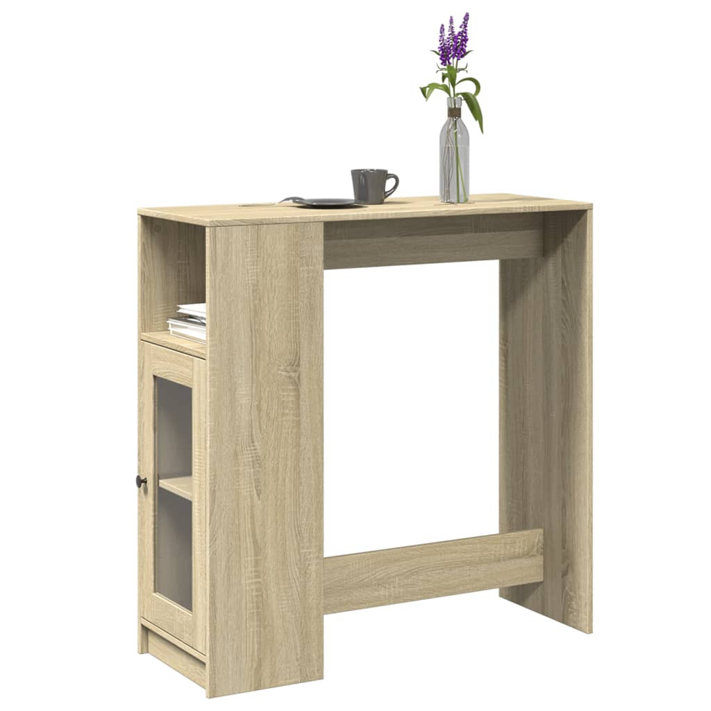 sonoma tölgy szerelt fa bárasztal tárolókkal 101x40x103,5 cm