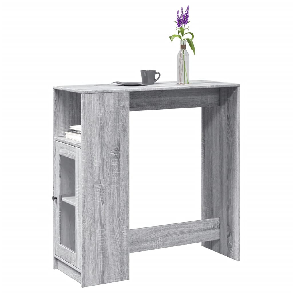 szürke sonoma szerelt fa bárasztal tárolókkal 101x40x103,5 cm