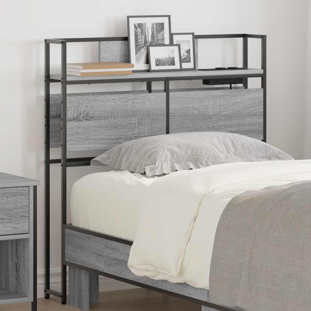 Tároló fejtámla polcokkal tárolóval Szürke sonoma 75 cm Faanyag