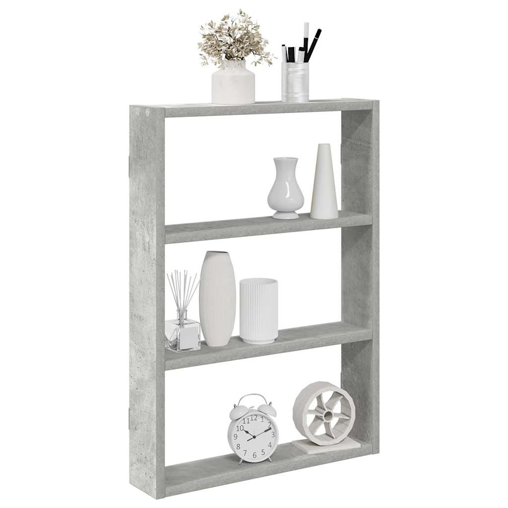 betonszürke szerelt fa fali polc 43 x 9 x 60 cm