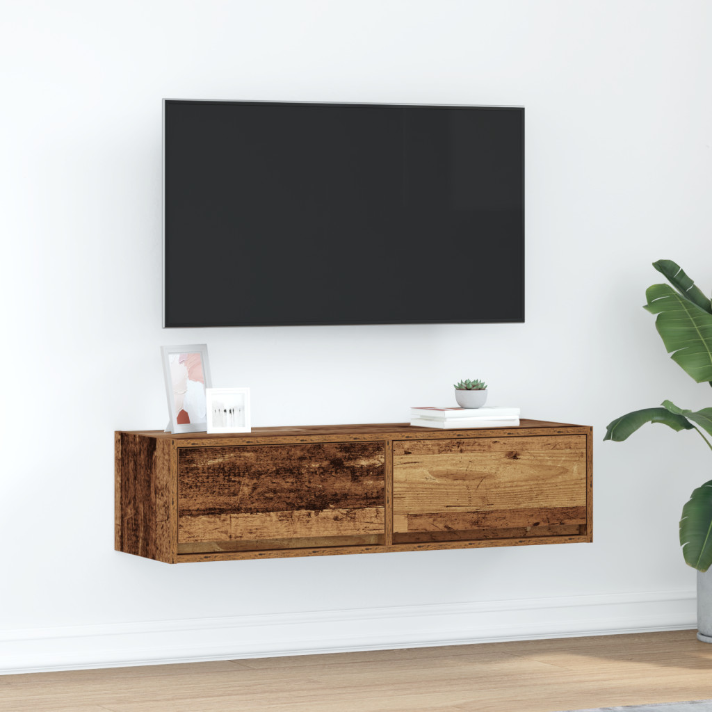 TV Szekrény Régi Fa 100x31x25,5 cm Műanyag Fa