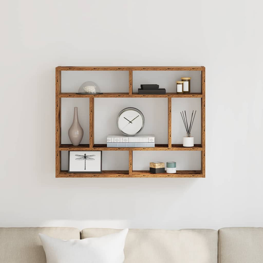antik fa szerelt fa fali polc 75x16x55 cm