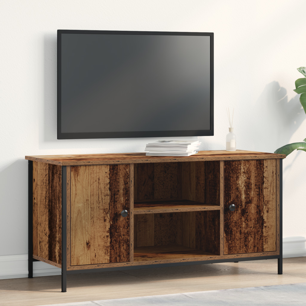 TV Szekrény Régi Fa 100x40x50 cm Műanyag Fa és Acél