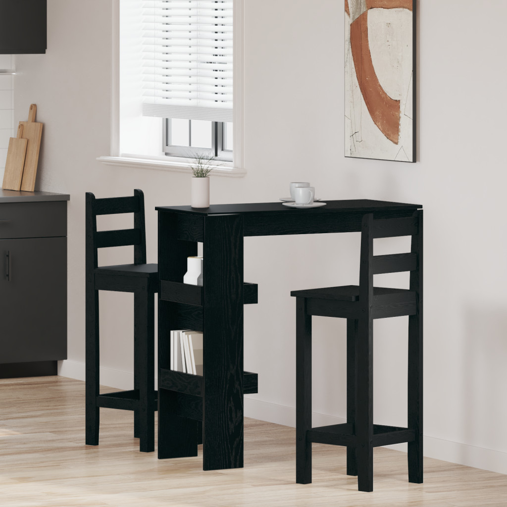 Falra szerelhető bárasztal - Fekete tölgy - 102x55x103.5 cm - Mérnöki fából készült