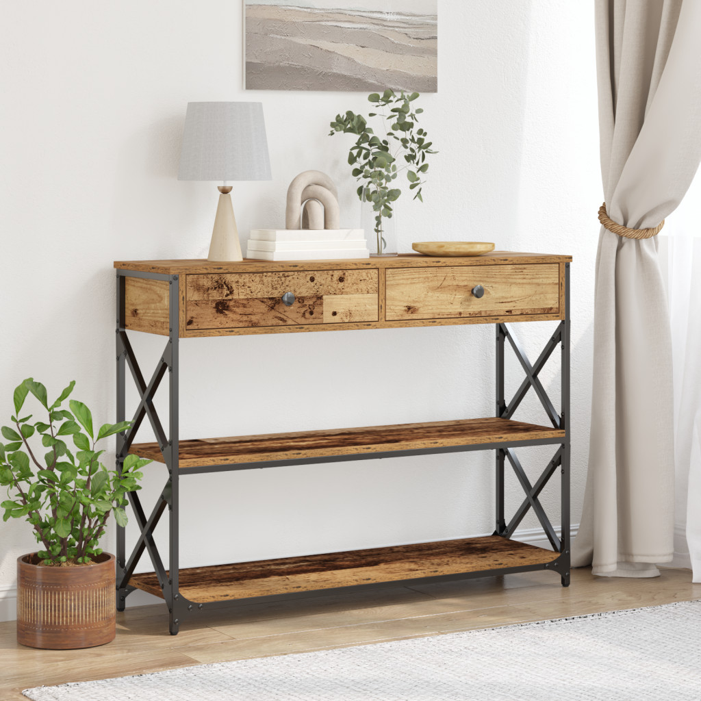 Tábla Régi Fa 100x28x75 cm Műanyag Fa és Acél