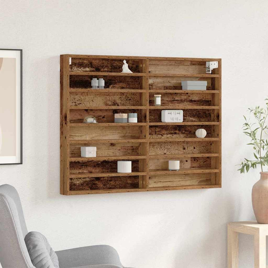 Kiállító szekrény polcokkal Öreg fa 100 x 8,5 x 75 cm Faanyag