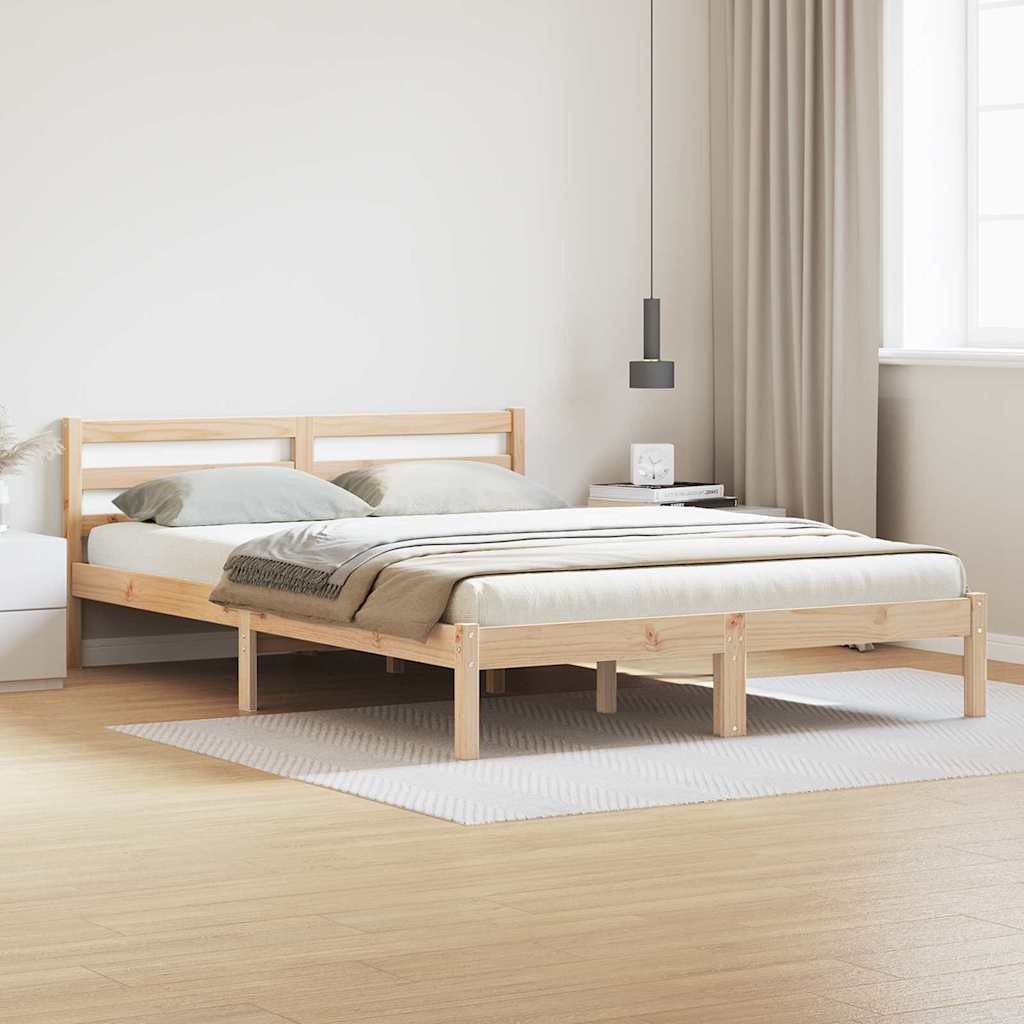 vidaXL Ágykeret Barna 215,5 x 165,5 x 69,5 cm Tömör fenyőfa