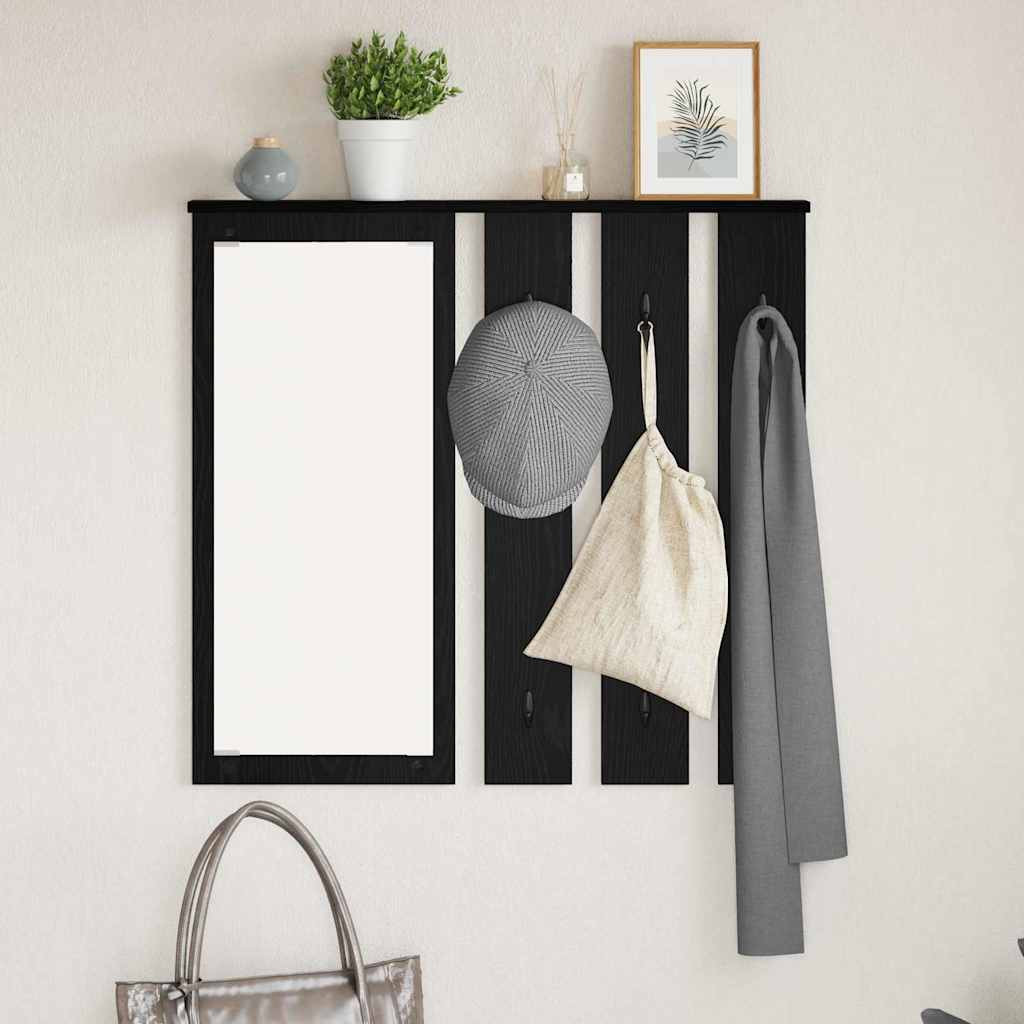Fali Kabáthorog polcokkal Musta tammi 84 x 10 x 80 cm Faanyag