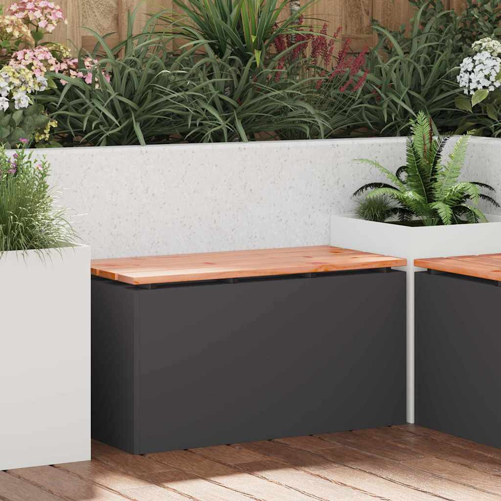 Kerti pad Fekete 80 x 40 x 43 cm Acél