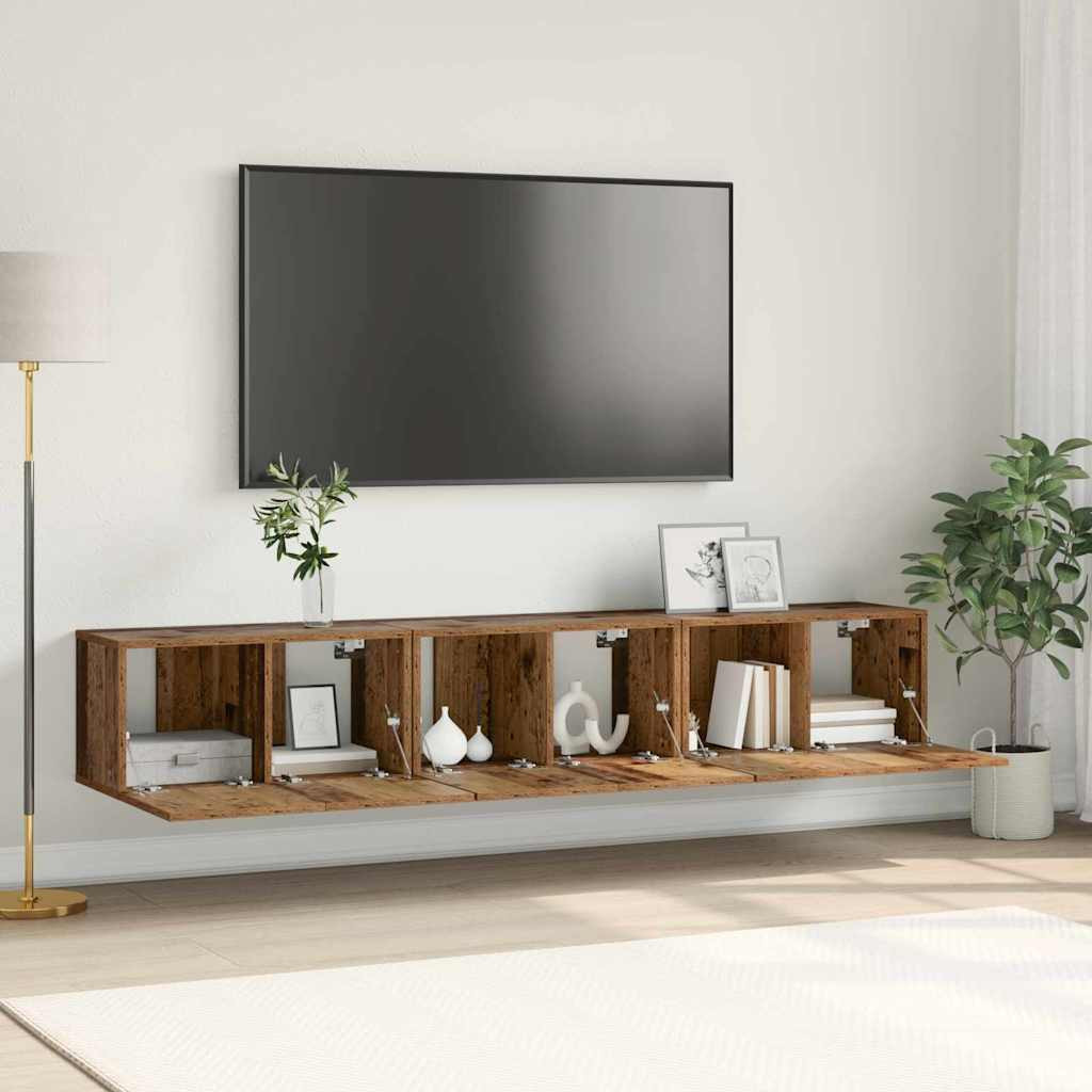 TV szekrény 3 pcs Barna 60 x 30 x 30 cm Faanyag