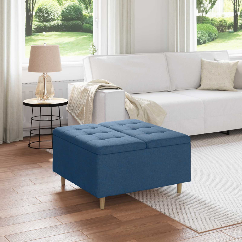 vidaXL Tároló oszmán párnával Kék 80 x 80 x 45 cm szövet
