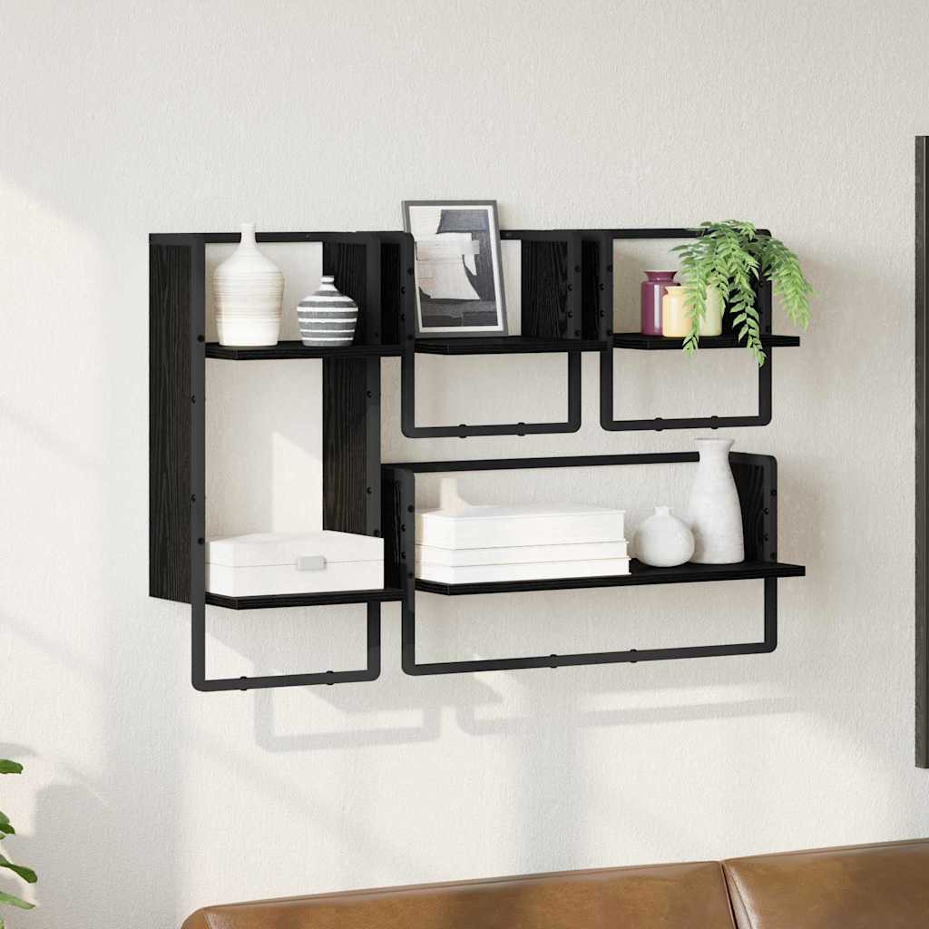 Fali polc készlet 4 pcs Fekete tölgy 65 x 25 x 30 cm Faanyag
