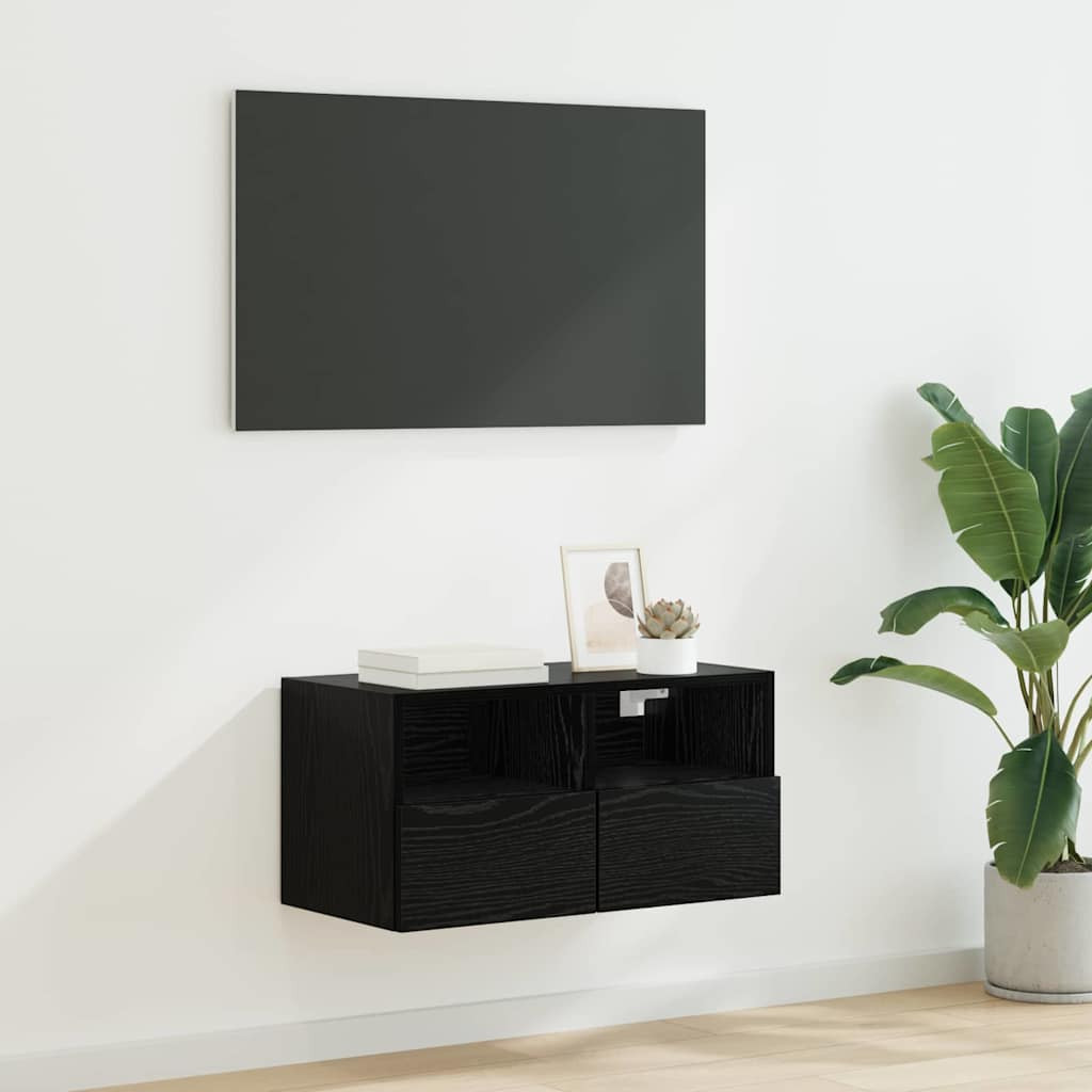 TV Fali Szekrény Fekete tölgy 60 x 30 x 30 cm Faanyag