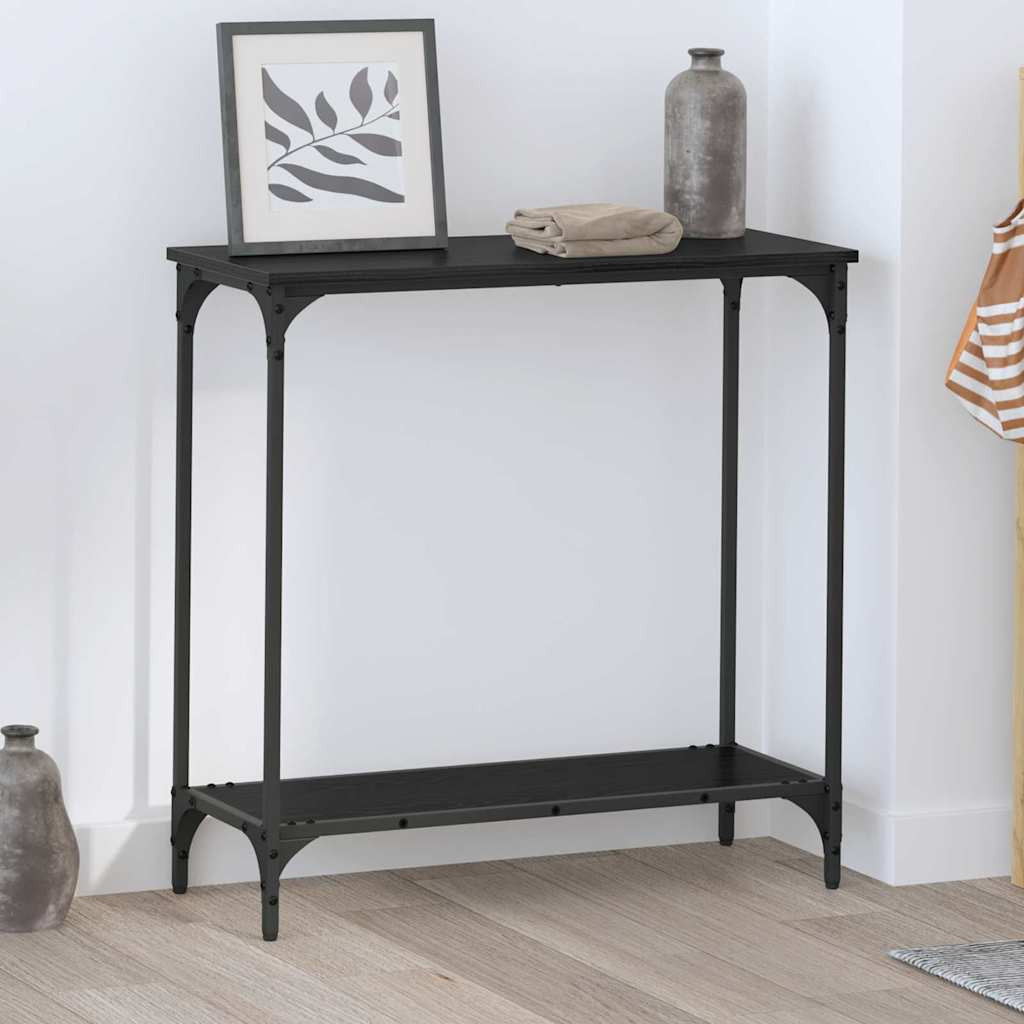 Konzolasztal polcokkal Musta tammi 75 x 30.5 x 75 cm Faanyag