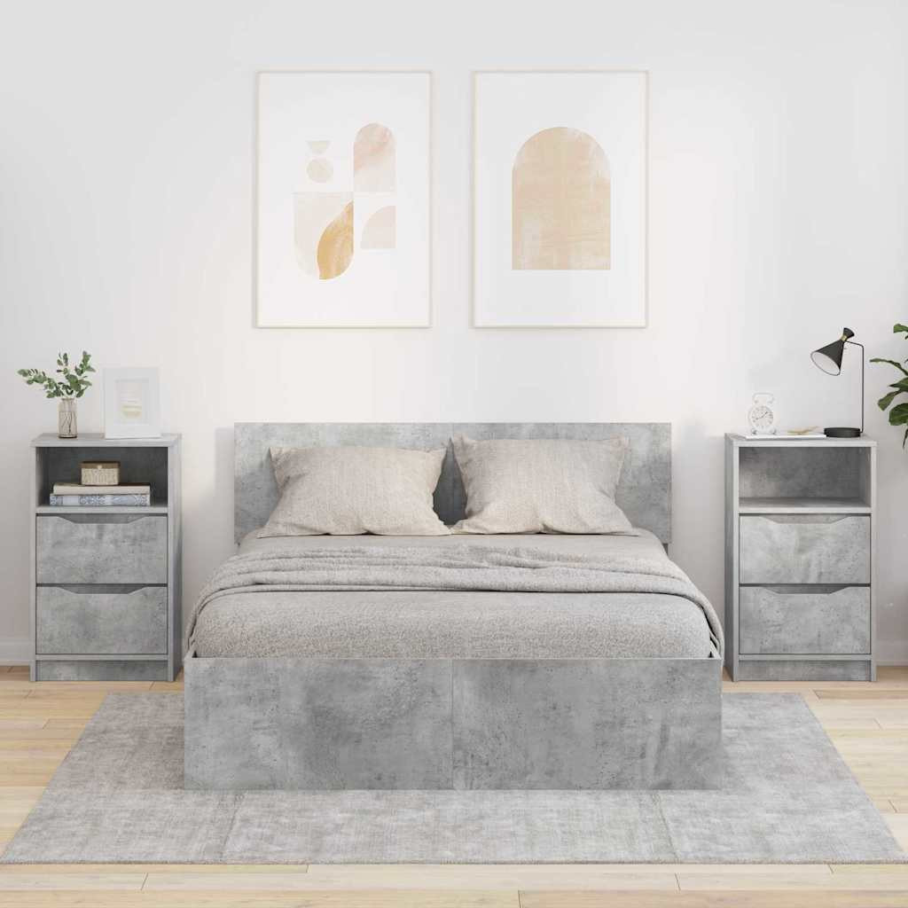 Éjjeliszekrények 2 pcs Beton Szürke 40 x 30 x 467 cm Faanyag