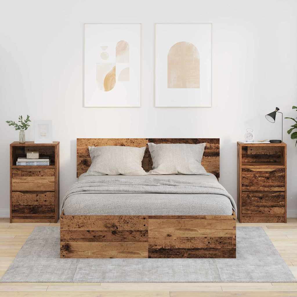Éjjeliszekrények fiókkal 2 pcs Öreg fa 40 x 30 x 467 cm Faanyag