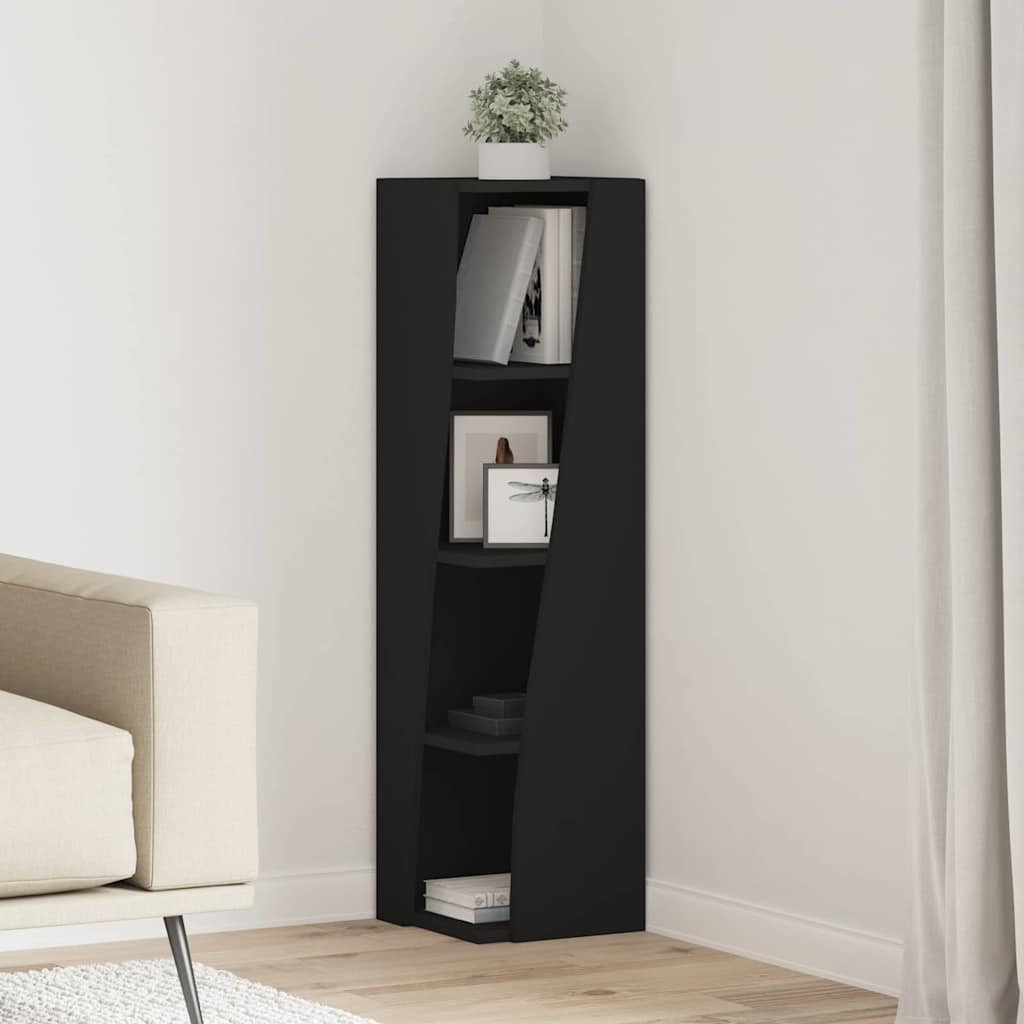 Sarokszekrény Fekete 27,5x27x102cm Faanyag