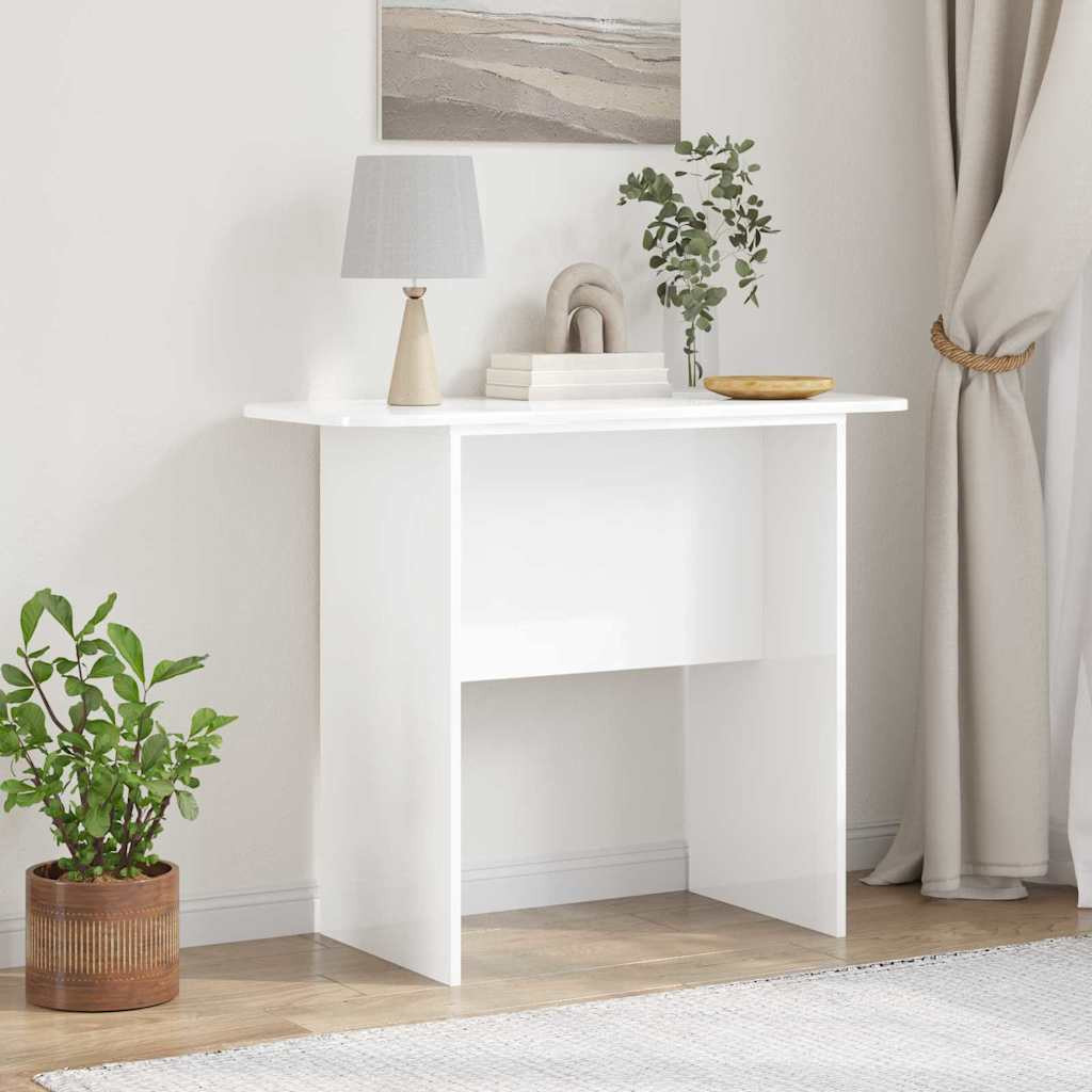 vidaXL Konzolasztal Magas Fényű Fehér 93 x 40 x 75 cm Faanyag